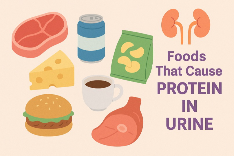 An infographic illustrating foods that can impact kidney health, relevant to the topic of can coffee cause protein in urine